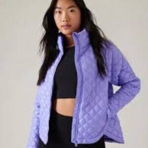 Athleta Whisper Featherless Puffer Jacket Madeira Purple Lavender Slim Puff NWOT